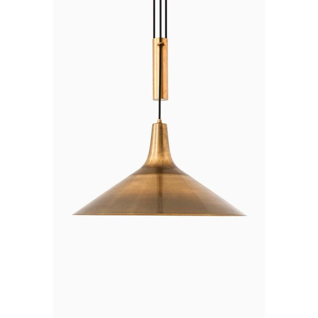 Scandinavian Modern Hanging Lamp in Brass by Thomas Valentiner, 1960s For Sale - Image 3 of 7