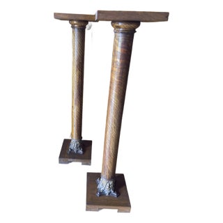 Pair of Antique Edwardian Style Column Pedestals / Plant Stands, C. 1890s–1910s For Sale