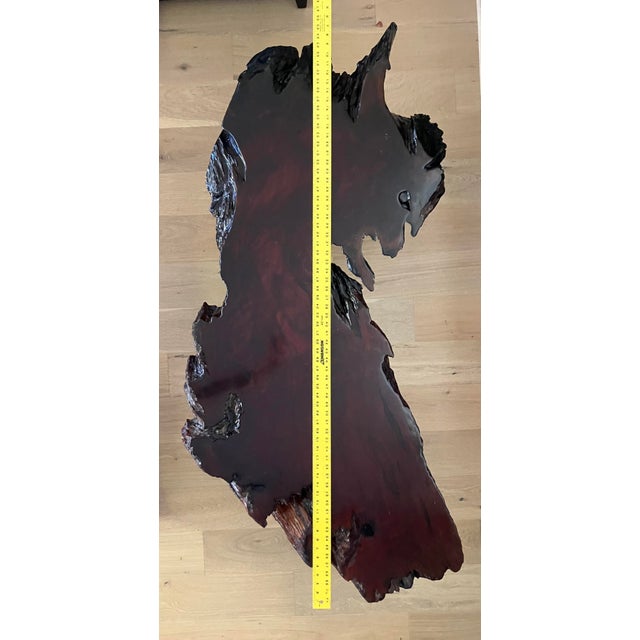 1960s Monumental 3-Inch Old-Growth Redwood Slab Coffee Table For Sale - Image 4 of 12