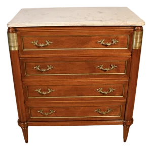 1920s Antique French Louis XVI Mahogany Marble Top Commode Dresser