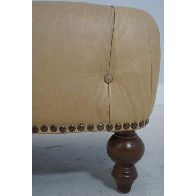 Brown Chesterfield Style Tufted Leather Ottoman Stool For Sale - Image 8 of 13