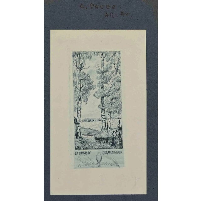 Ex-Libris - Oskar Singer is an Artwork realized in Mid 20th Century , by the artist Carl Paver Arlav. Etching print on...