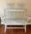 1990s French Country Distressed Toile High Back Bench For Sale - Image 5 of 9