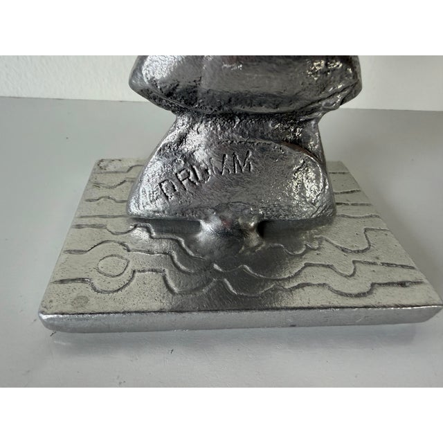 Metal Vintage Don Drumm Brutalist Cast Aluminum Double Candle Holder, Signed For Sale - Image 7 of 12