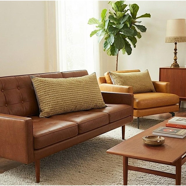 Mid-Century Modern Textural Masterpiece, Warm Earthy Palette & Fancy Yarns – A Set of 2 Decorative Pillow Covers 28” X 20” For Sale - Image 3 of 16