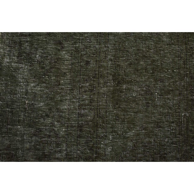 Tabriz Runner 2’4” X 6′ Black Wool Vintage Overdyed Hand-Knotted Rug For Sale In Philadelphia - Image 6 of 10