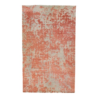 Orange Modern Apadana's Safi Collection Handmade Abstract Oversize Wool Rug For Sale