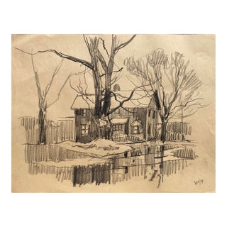 1959 Norman Kent Winter Drawing For Sale