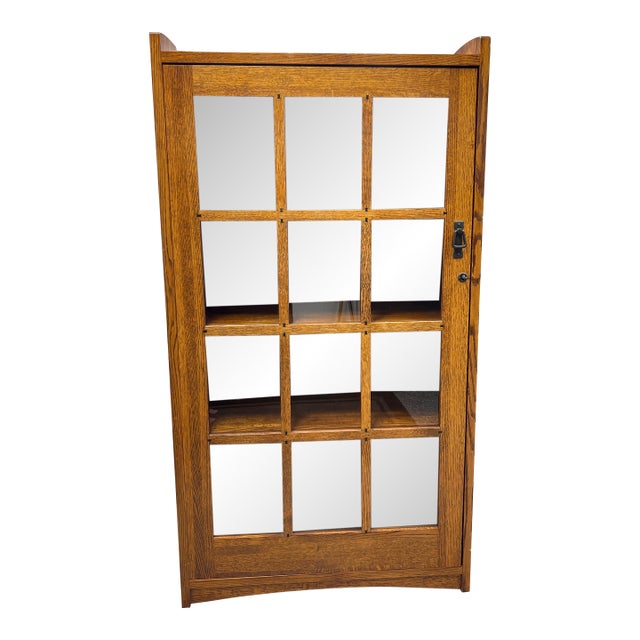 Arts and Crafts Style Glass Front Bookcase For Sale