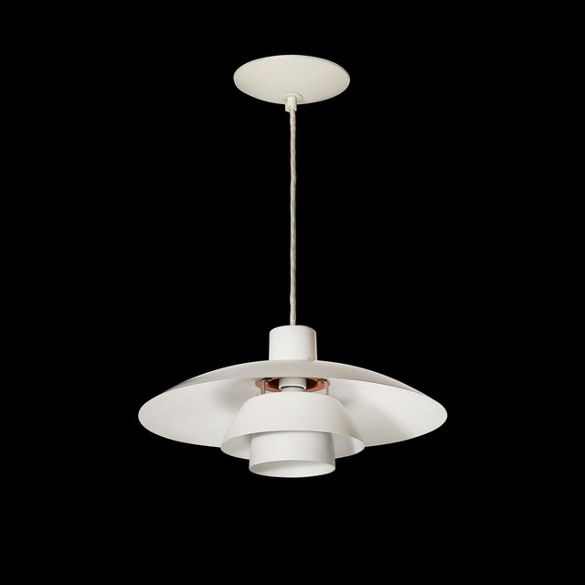 White Mid-Century White & Orange Enamel Ph 4/3 Pendant Chandelier by Louis Poulsen For Sale - Image 8 of 12