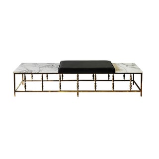 Vintage Lobby Bench Mid 20th Century - Carrara Marble For Sale