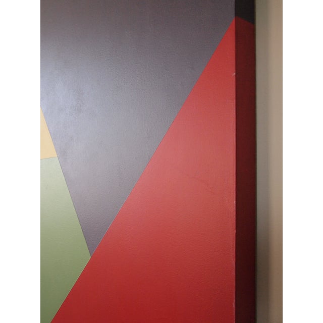 Pistachio 1990s Original Murry Handler Hard-Edge Abstract Painting 60x60" Oil / Canvas, Large-Scale Square, Multicolor Modern Art For Sale - Image 8 of 10