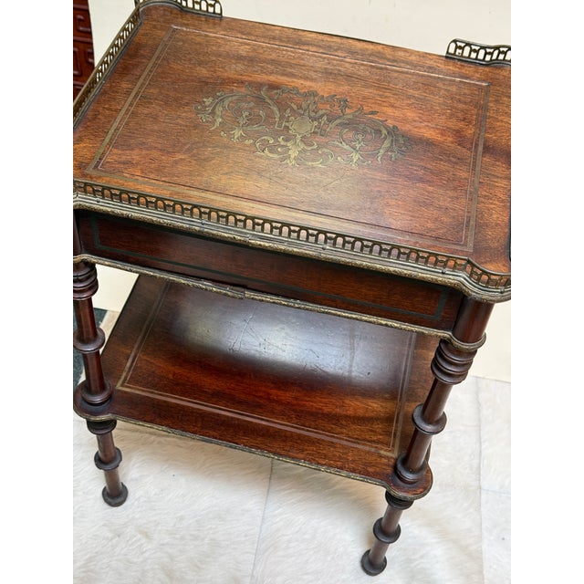 French Nightstand With Metal Gallery, 19th Century For Sale - Image 9 of 12