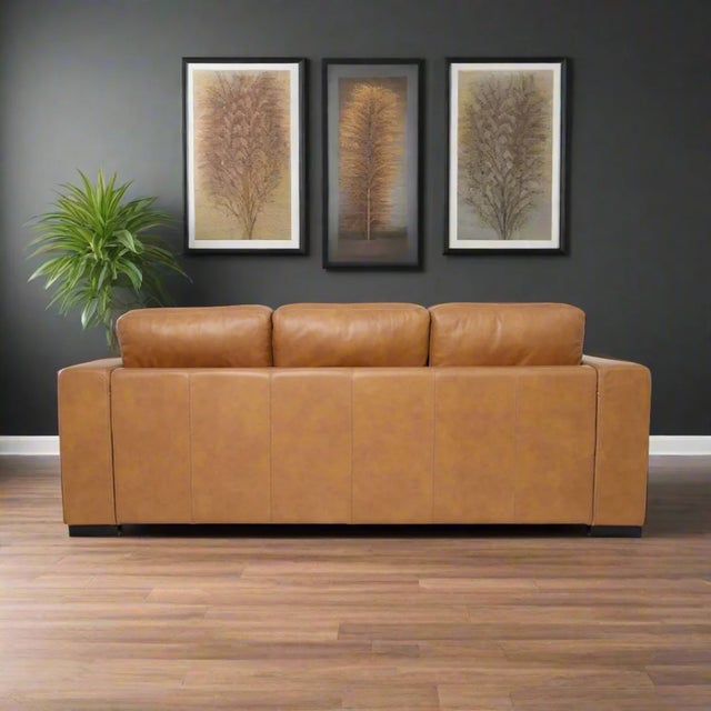 Argento Top Grain Leather Sofa in Tan For Sale - Image 10 of 11
