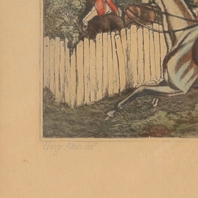 Black Vintage Hand-Tinted Fox Hunt Print "Full Cry" Framed For Sale - Image 8 of 11