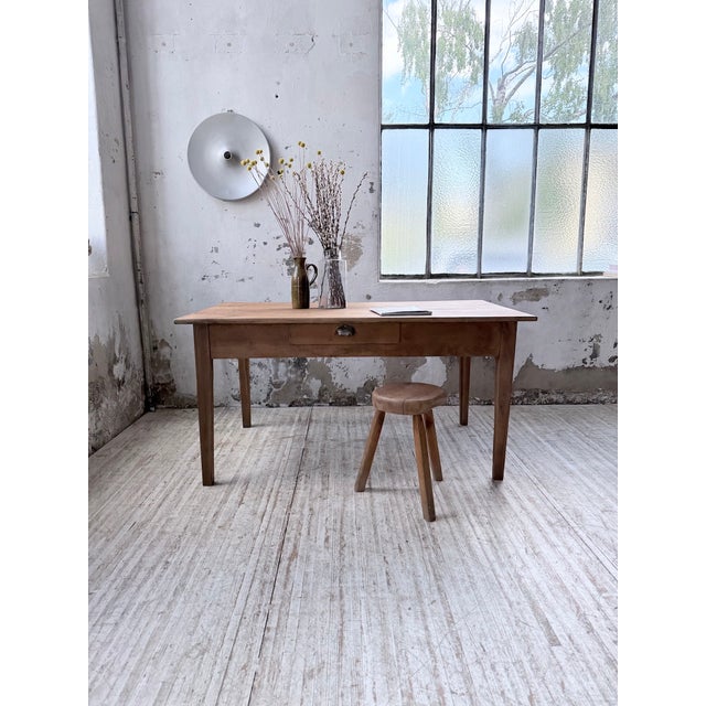 Wood Farmhouse Table with Tapered Cherrywood Legs, 1950s For Sale - Image 7 of 18