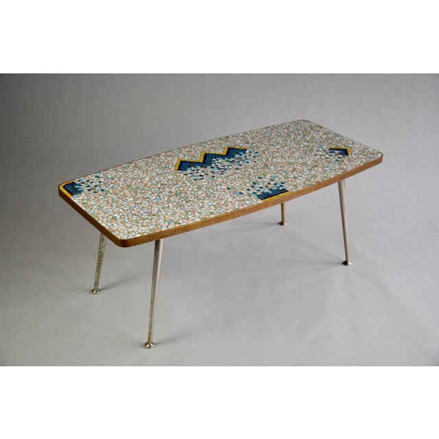 Mid-Century Colorful Mosaic and Brass Coffee Table by Berthold Müller For Sale - Image 4 of 10