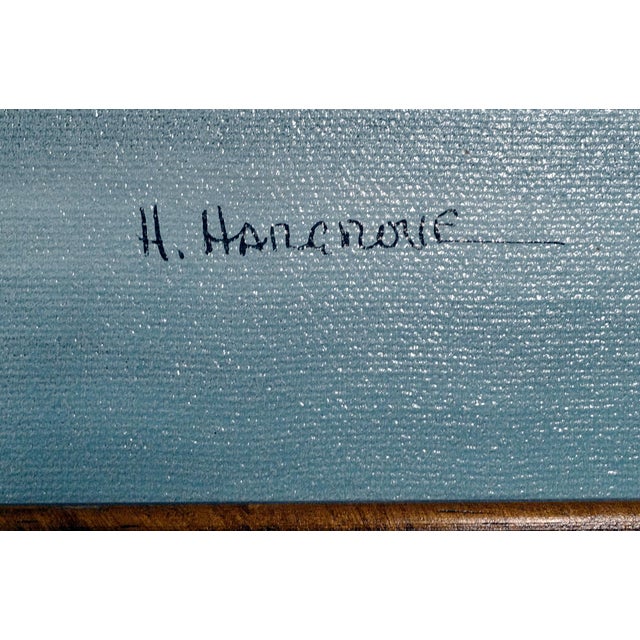 Nostalgic Dockside Scene by H. Hargrove (a.k.a. Nicolo Sturiano), Bamboo-Style Wood Frame Bring a little Americana...