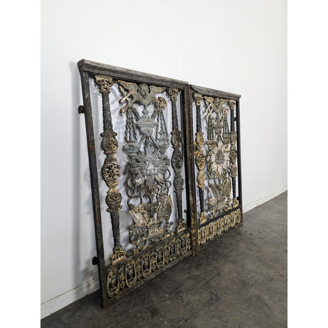 Late 19th Century Cast Iron Church Chancel Doors, Set of 2, in Very Good conditions.