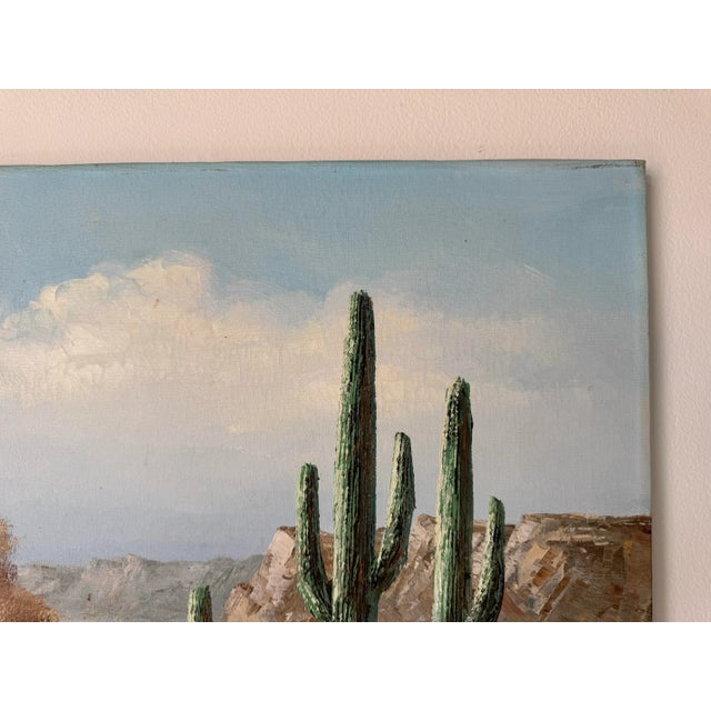 1970s 1970’s Vintage Desert Landscape Oil on Canvas Painting – Signed For Sale - Image 5 of 9