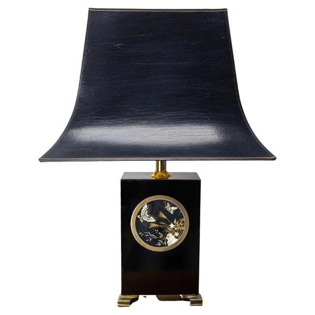 Mid-Century French Table Lamp in Black & Butterflies, 1970s For Sale - Image 10 of 10