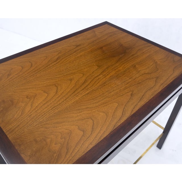 Dunbar 1970s Ebonised Walnut Brass Stretcher Set of 3 Nesting Side End Tables For Sale - Image 9 of 13