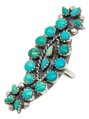Vintage Southwestern Zuni Silver & Turquoise Cabochon Ring