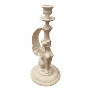 1970s Sphinx Creamware Candlestick