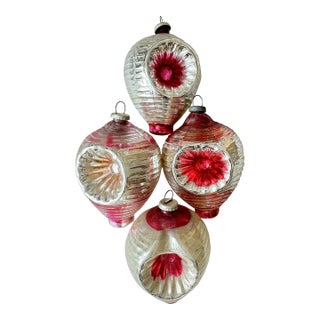 Vintage Glass Lantern Tree Ornaments - Set of 4 For Sale