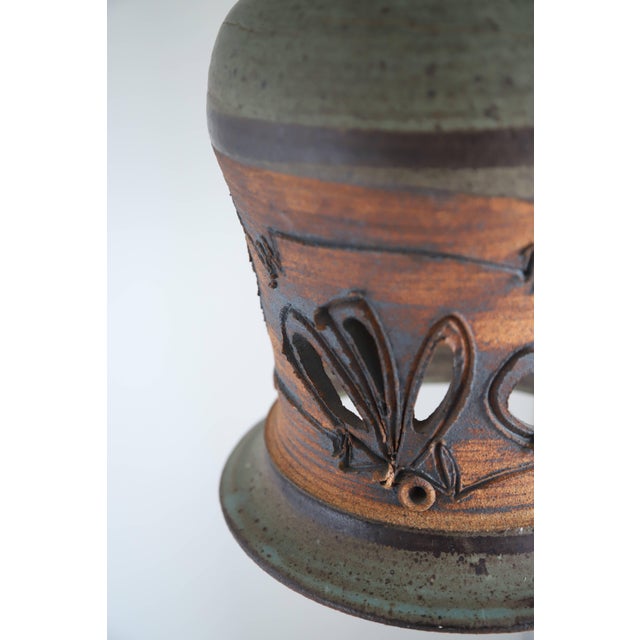 Brown Vintage Hand Thrown Ceramic Pendant Light For Sale - Image 8 of 10
