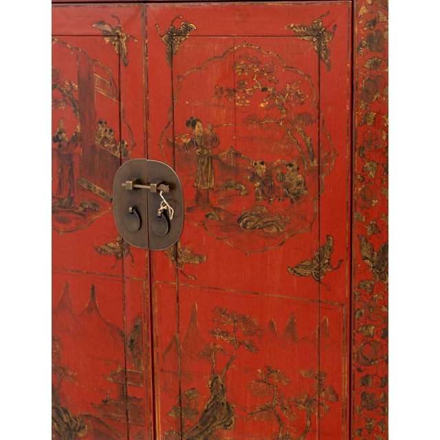 Chinese Red Lacquered Cabinet For Sale - Image 10 of 10