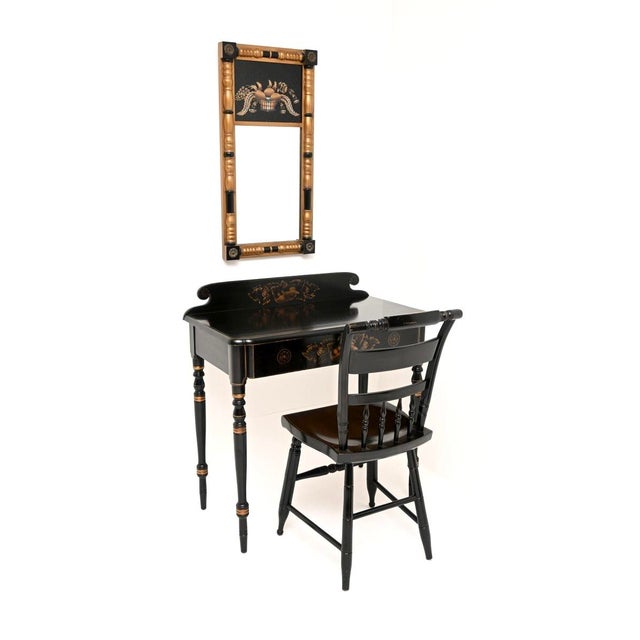 Antique Hitchcock Vanity Desk with Chair and Mirror, 1950, Set of 3 For Sale - Image 11 of 11