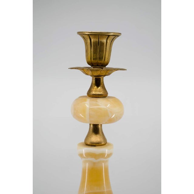 MidCentury Marble and Brass Candle Holder Chairish