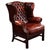 Ox Blood Red Leather Wing Back Armchair, 1980s For Sale - Image 9 of 9