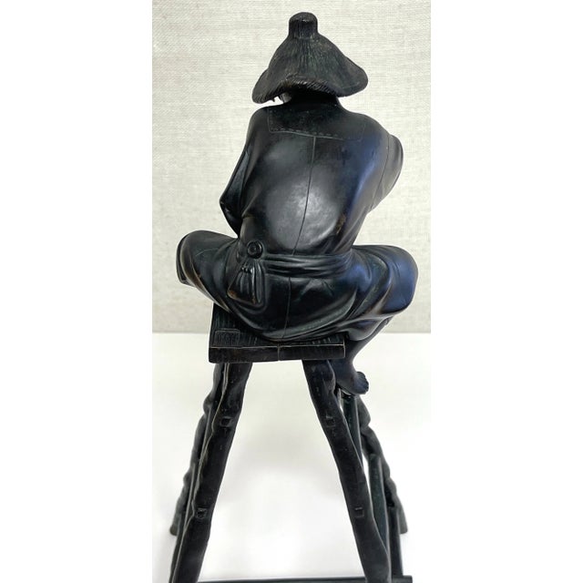 Traditional Meiji Bronze Fisherman Okimono, Sealed Masatsune Saku For Sale - Image 3 of 12