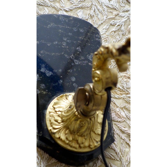 Traditional Antique Brass and Marble Pate De Verre Table Lamp, France, 1920s For Sale - Image 3 of 11