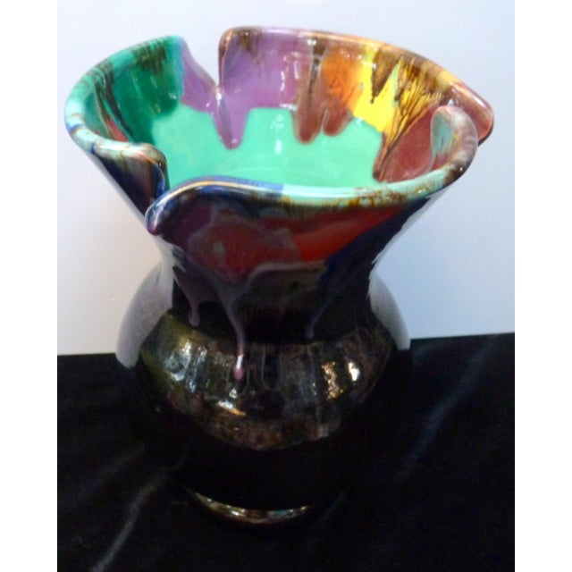 Mid-Century Modern Vintage Mid-Century Vallauris French Abstract Ceramic Drip Glaze Vase For Sale - Image 3 of 7