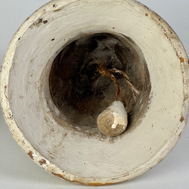 Vintage Ceramic Bell Painted in Antique White for Home or Garden Decor For Sale In New York - Image 6 of 6