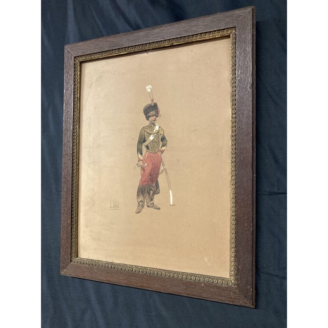 Louis Vallet, Non-Commissioned Officer of the Guides, 1869, Watercolor, Pen and Gouache, Framed For Sale - Image 9 of 11