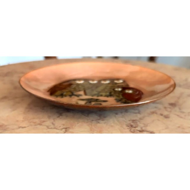 Mid-Century Modern Mid Century Hand Crafted Enamel Owl Plate by Annemarie Davidson, Signed For Sale - Image 3 of 5