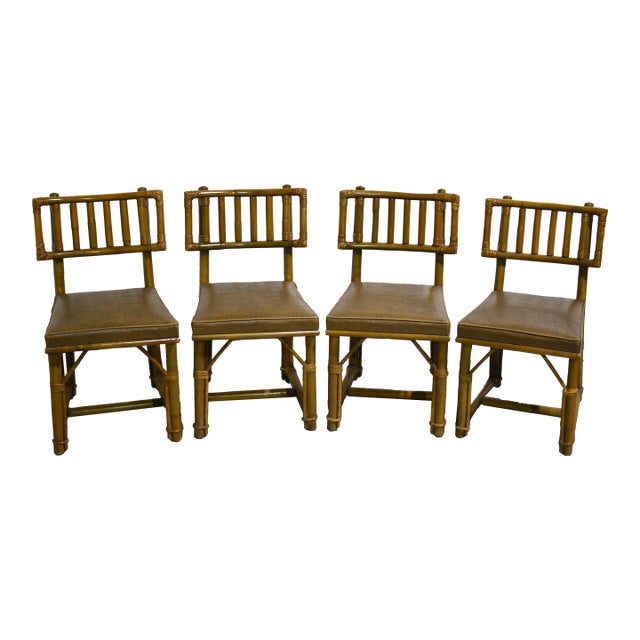 Mid Century Rattan Bamboo John Wisner Dining Chairs by Ficks Reed - Set of 4 For Sale