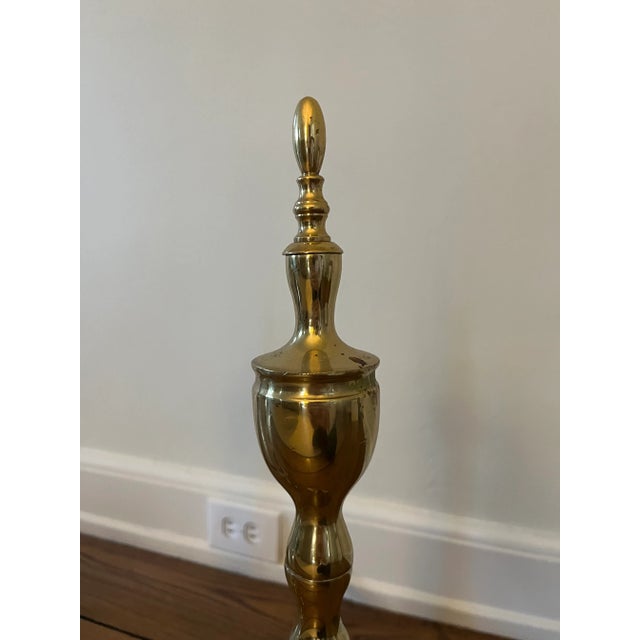 Vintage 1980s Polished Brass Andirons, Pair For Sale In Cleveland - Image 6 of 7