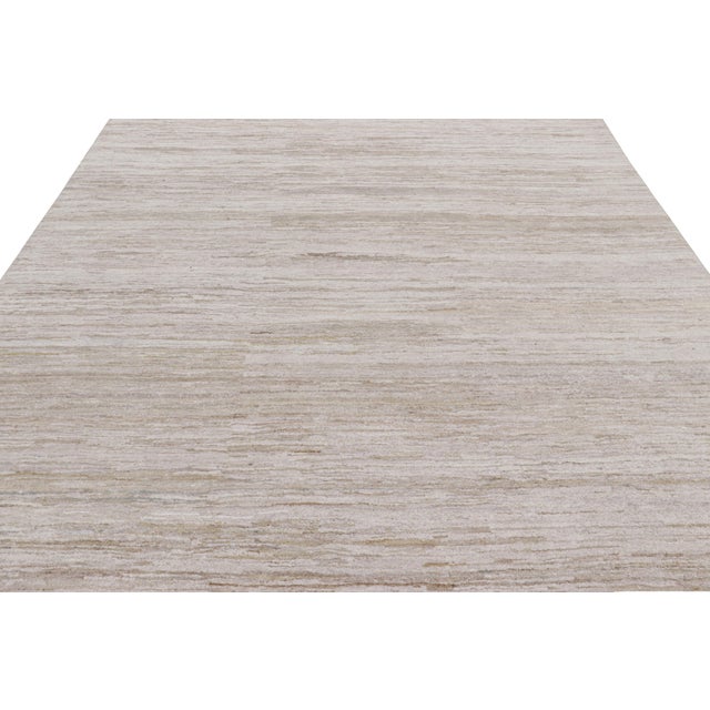2010s Rug & Kilim’s Contemporary Textural Rug in Cream, Gray and Beige With Striae For Sale - Image 5 of 7