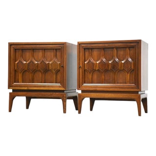 Walnut Mid Century Nightstands - a Pair For Sale