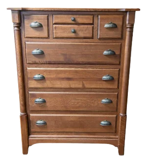 Mid 20th Century Vintage Oak 7 Drawer Chest