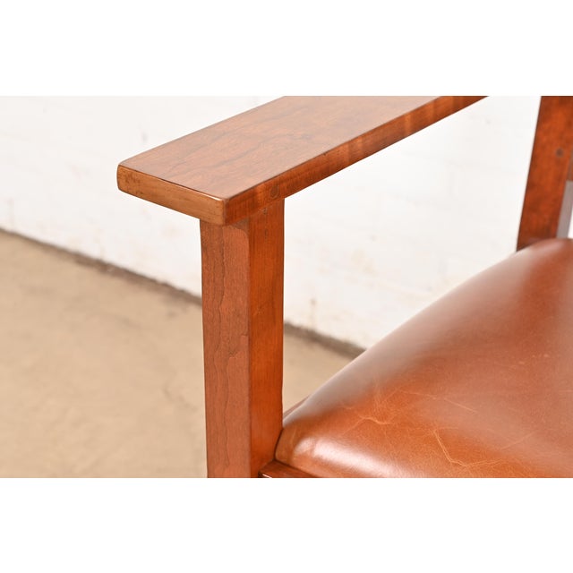 Brown Stickley Harvey Ellis Collection Inlaid Cherry Wood Bench or Settee For Sale - Image 8 of 14