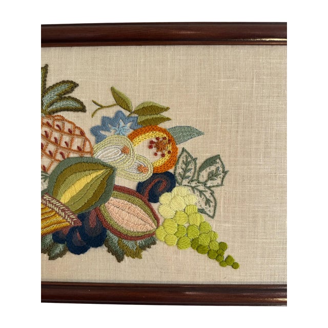 Cornucopia Crewel Artwork For Sale - Image 4 of 8