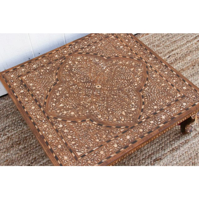 1960s Indian Inlaid Low Side Table For Sale - Image 5 of 10