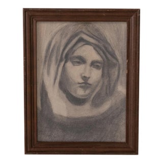 Early 20th Century Original Study in Charcoal For Sale