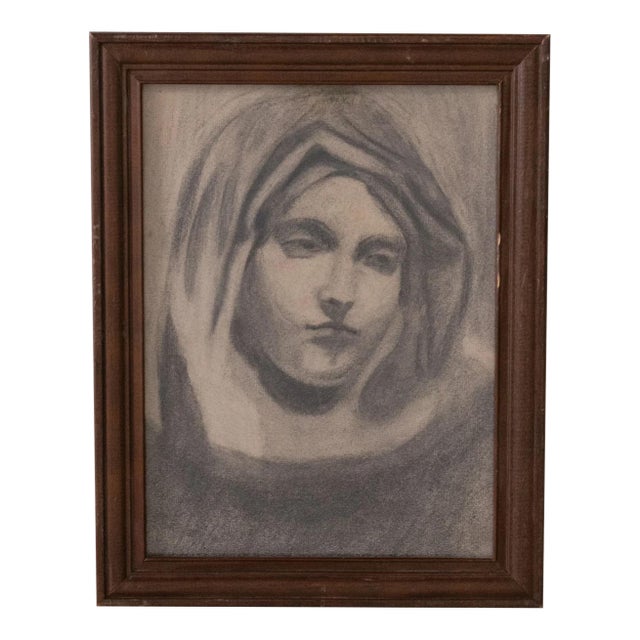 Early 20th Century Original Study in Charcoal For Sale